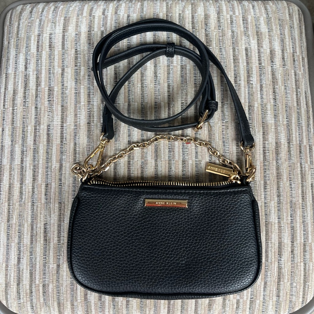 Anne Klein Black Leather Crossbody Bag